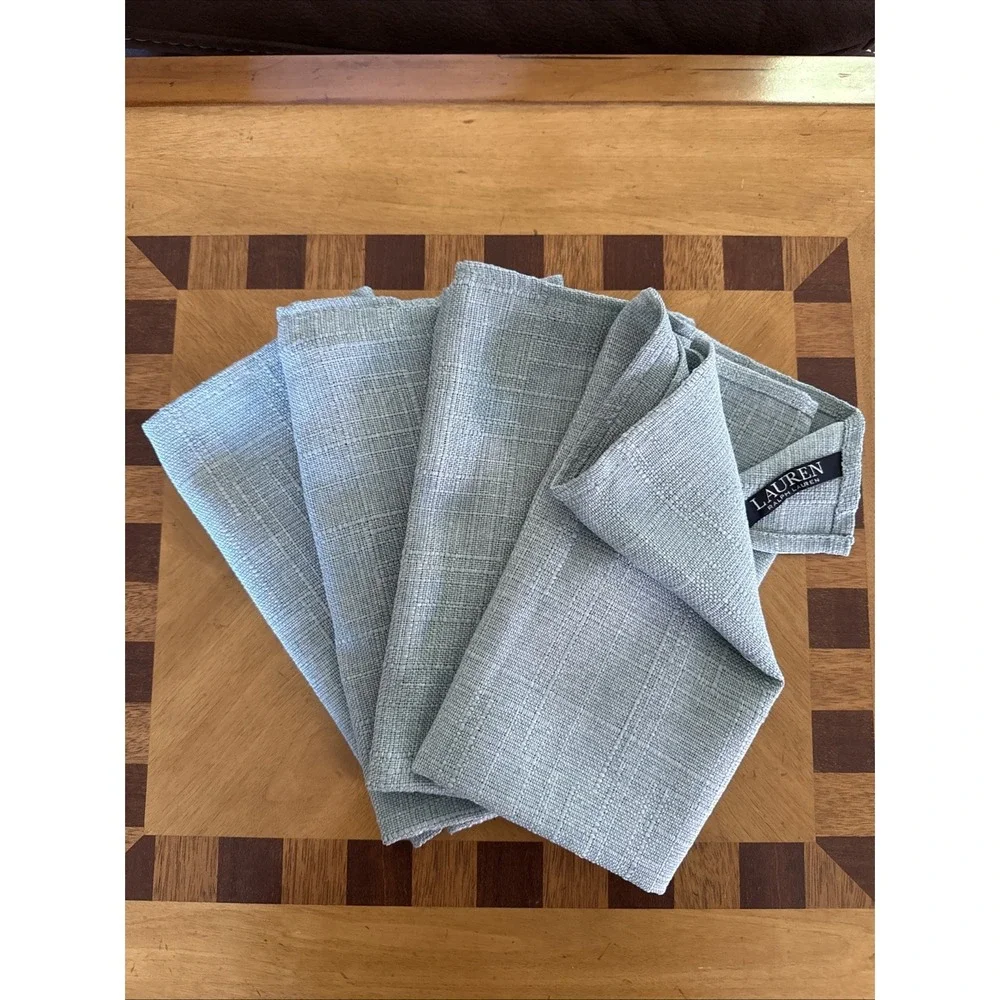Ralph Lauren Holland Dinner Napkins Sage Gr Polyester Dobby Slub Textured 19x19‎